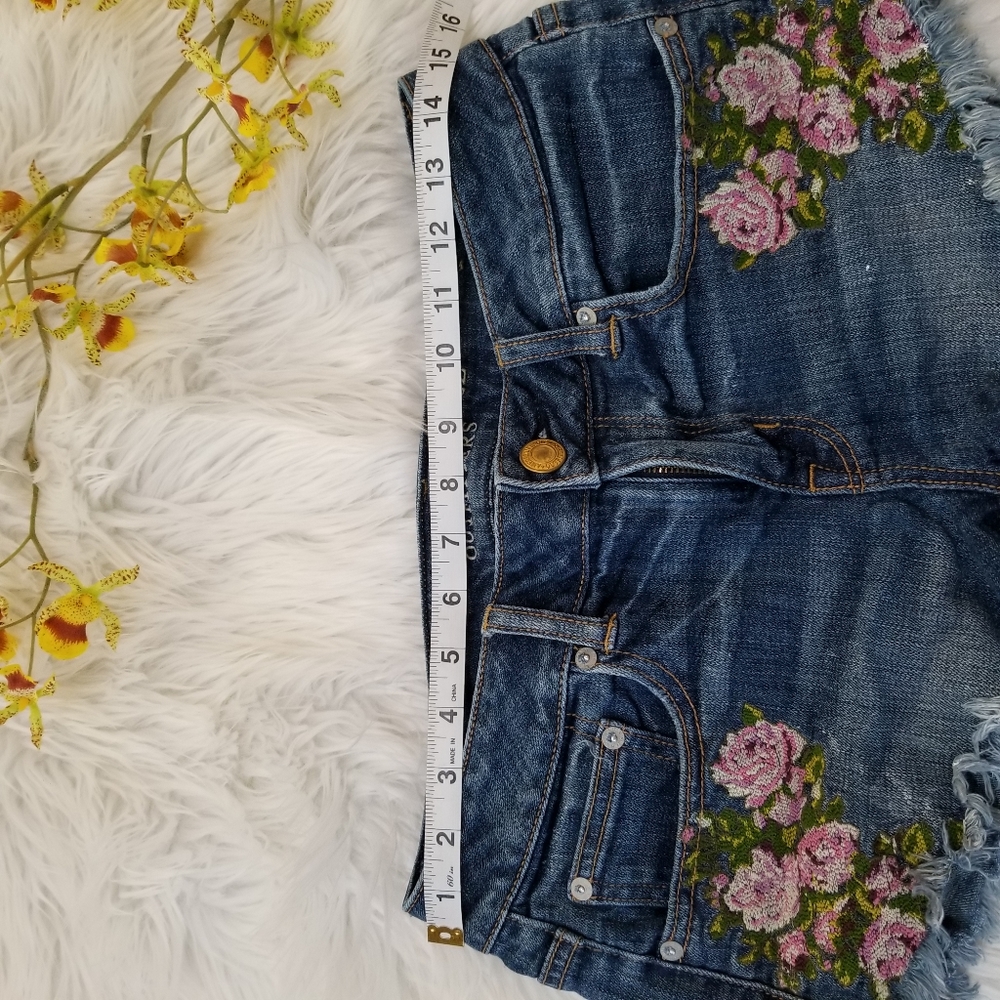 AMERICAN EAGLE Blue Shorts With Flowers Stretch SIZE 4. - Picture 10 of 16